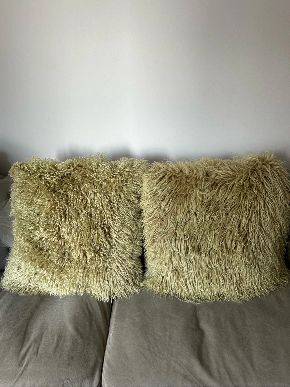 Set of Two Decorative Sheep Wool Pillows